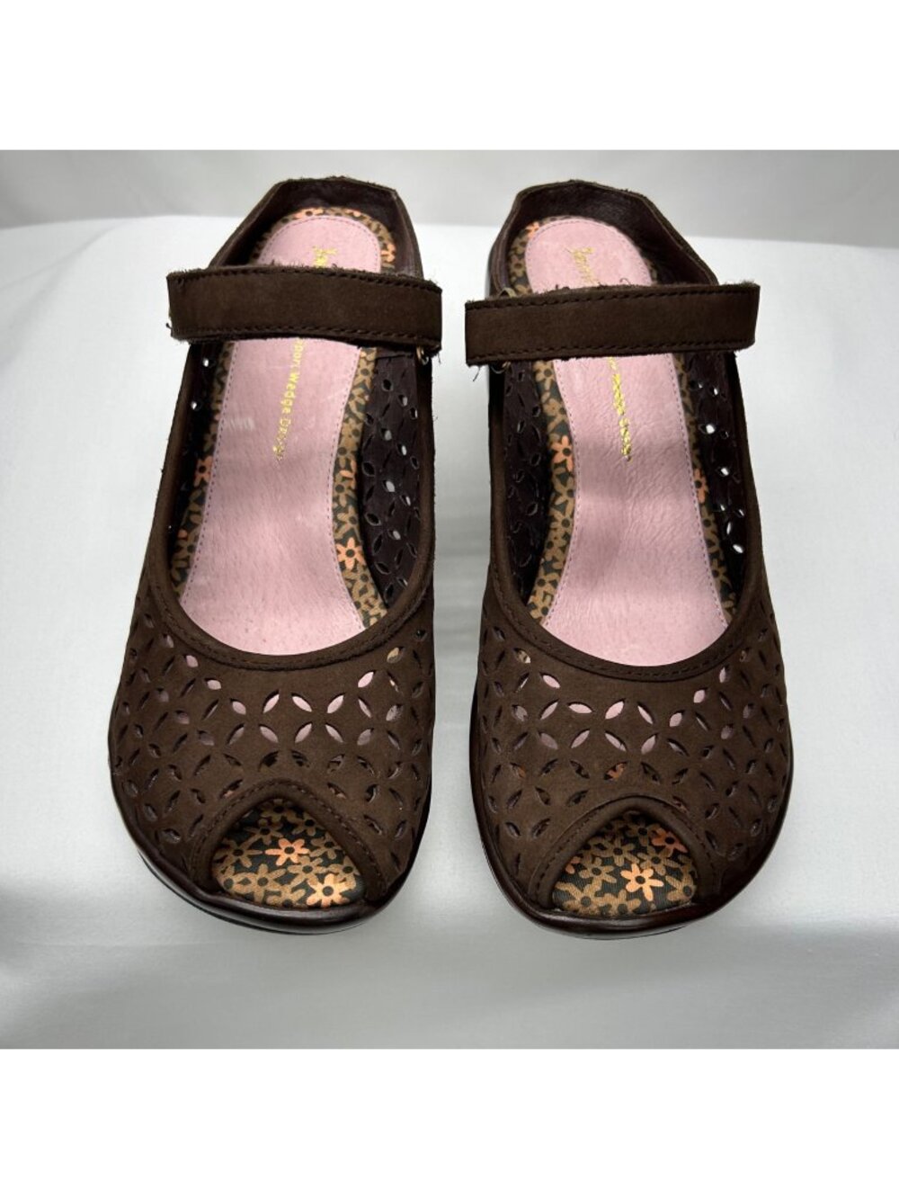 JAMBU Journey Encore Peep-Toe Mules Wedges Women's 8.5 Brown